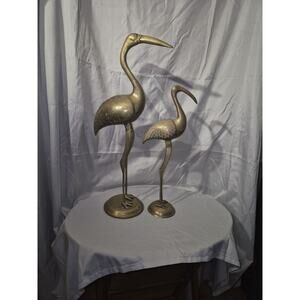 Brass Crane Bird Figurine Pair – Elegant Brass Sculptures